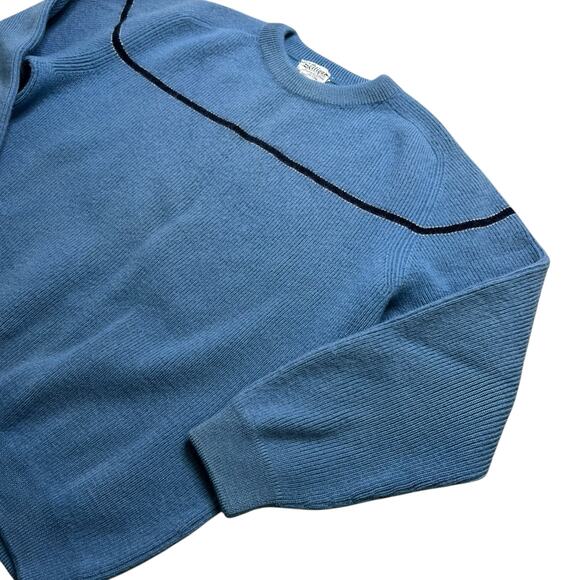 Vintage Skitique 100% Wool Sweater Made in Japan Blue Crewneck Ski Knit 70s 80s - Picture 2 of 9